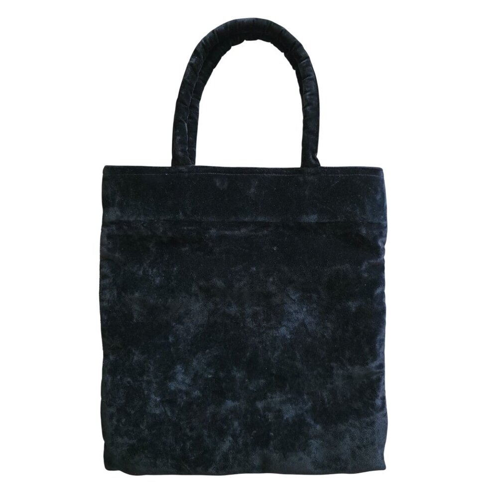VTG FEILER Black Velour Velvet Floral Tapestry Tote Hand Bag - Made In Germany - Picture 2 of 5